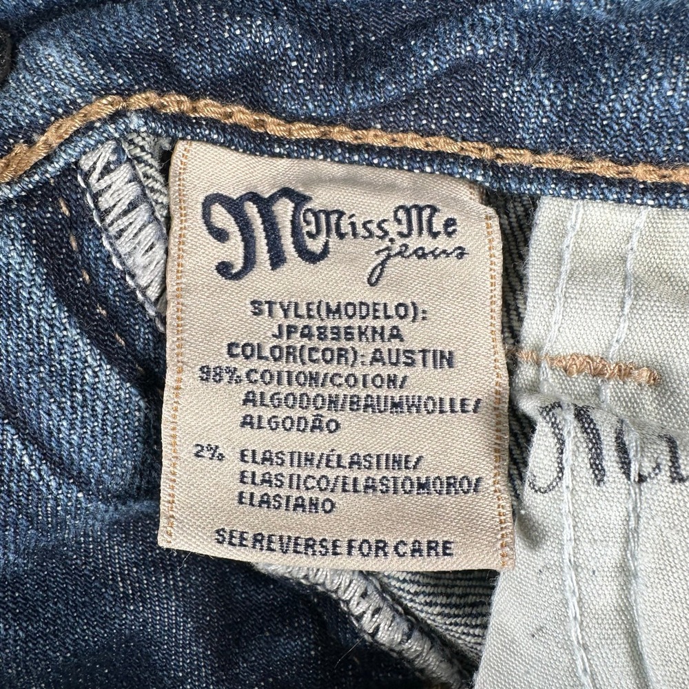 Miss Me Bootcut Jeans Womens 29 Blue Low-Rise Western Y2K Cowgirl Boho McBling - Picture 10 of 11
